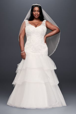 tiered tulle plus lace dress davidsbridal